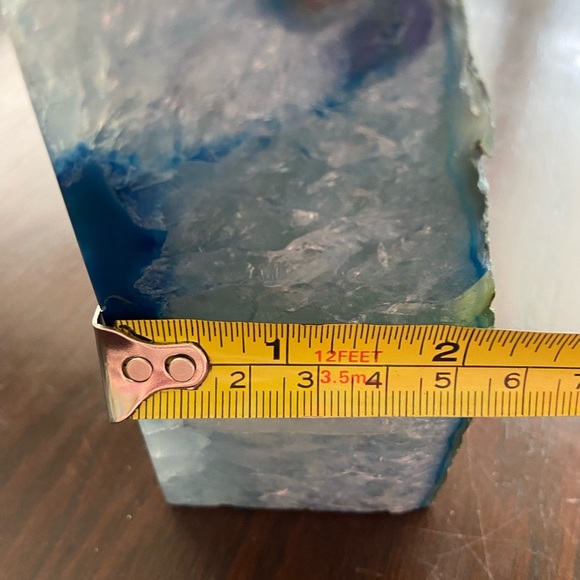 Agate Genuine Stone Blue Geode Wedge or Bookend - Picture 9 of 10
